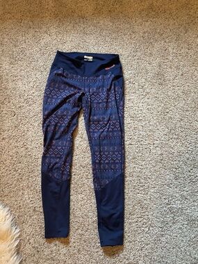 Marmot Navy Leggings with Pink Geometric Print
